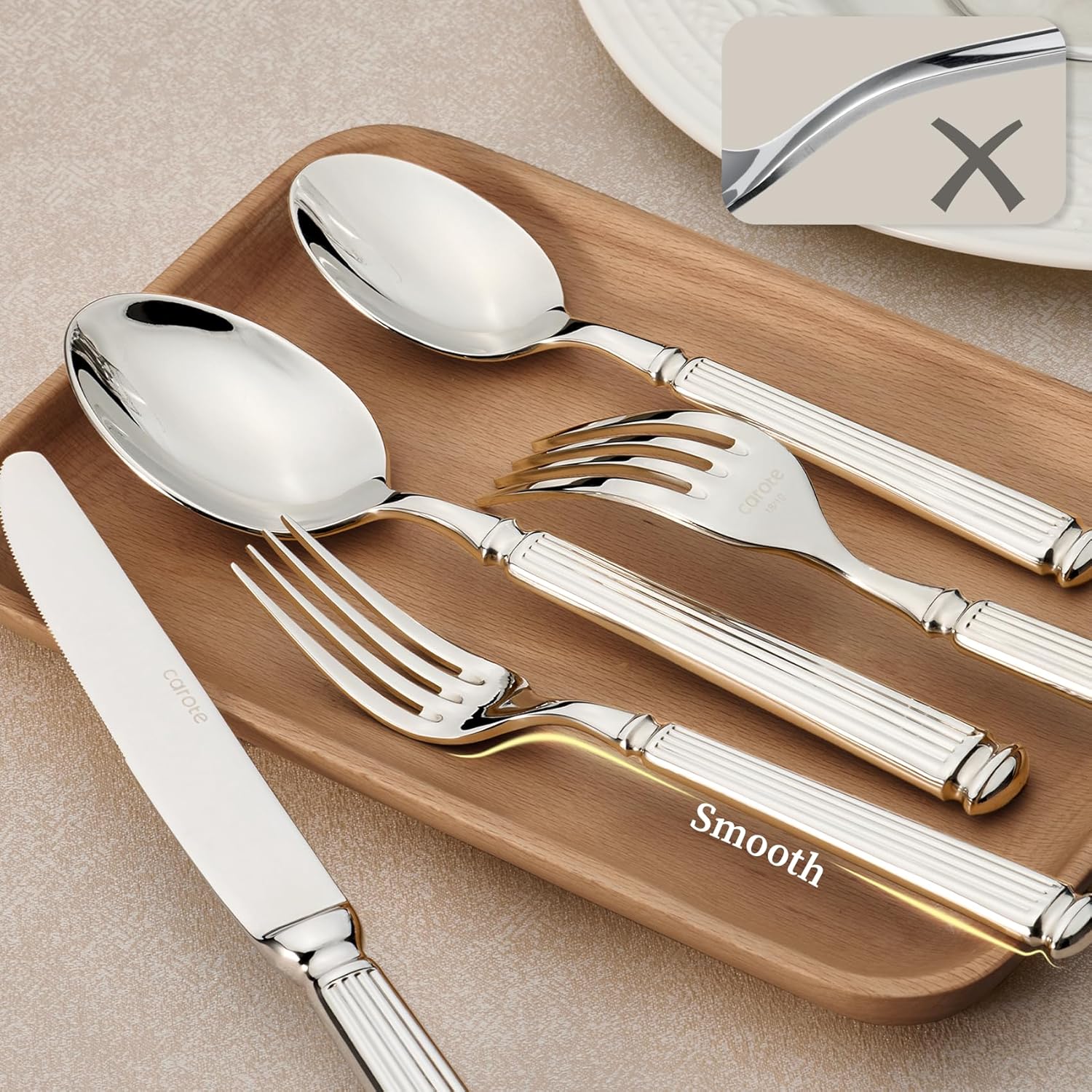 20 Pieces Silverware Set, Premium 18/10 Stainless Steel Flatware Set, Luxury Cutlery Set for 4, Dishwasher V1258-DP02-C-132