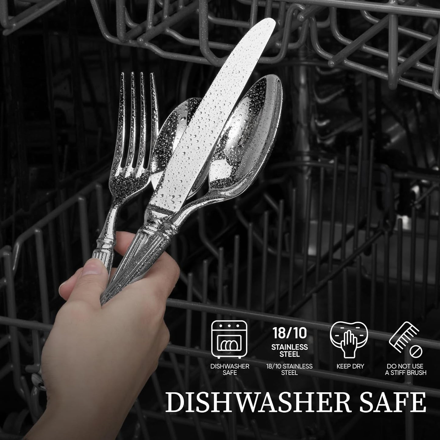 20 Pieces Silverware Set, Premium 18/10 Stainless Steel Flatware Set, Luxury Cutlery Set for 4, Dishwasher V1258-DP02-C-132