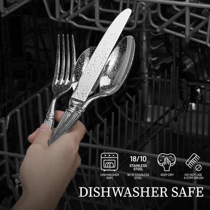 20 Pieces Silverware Set, Premium 18/10 Stainless Steel Flatware Set, Luxury Cutlery Set for 4, Dishwasher V1258-DP02-C-132