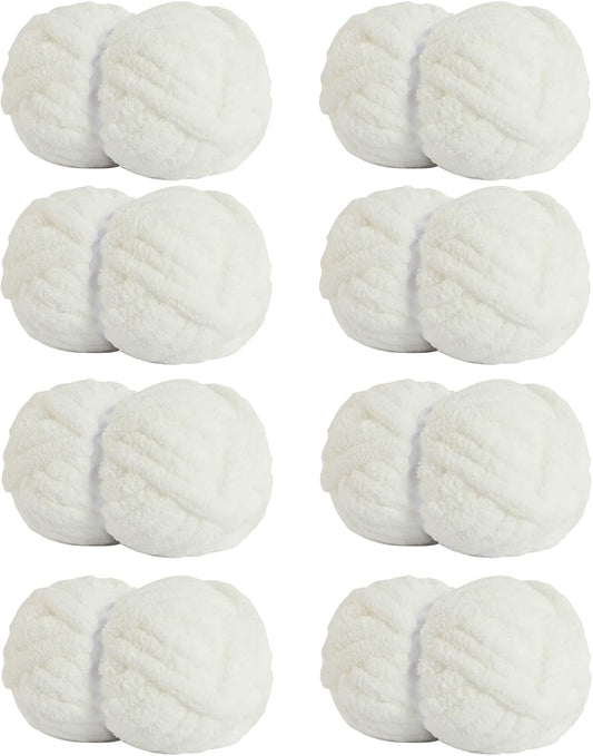 Chunky Yarn for Hand Knitting Soft Jumbo Bulky Fluffy Yarn for Crocheting Blanket Scarf DIY 8 Pack (Cream, V1258-DP02-C-1322