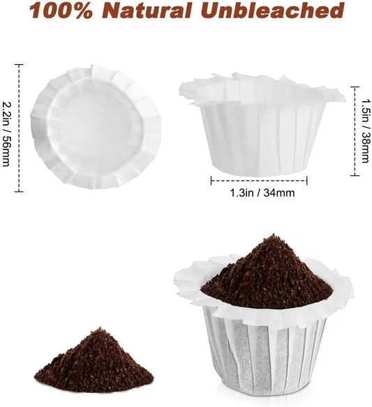 Disposable Paper Coffee Filters, Keurig K Cup Paper Filters for Keurig Single Brewer Reusable Cups, K-Cup V1258-DP02-C-1324