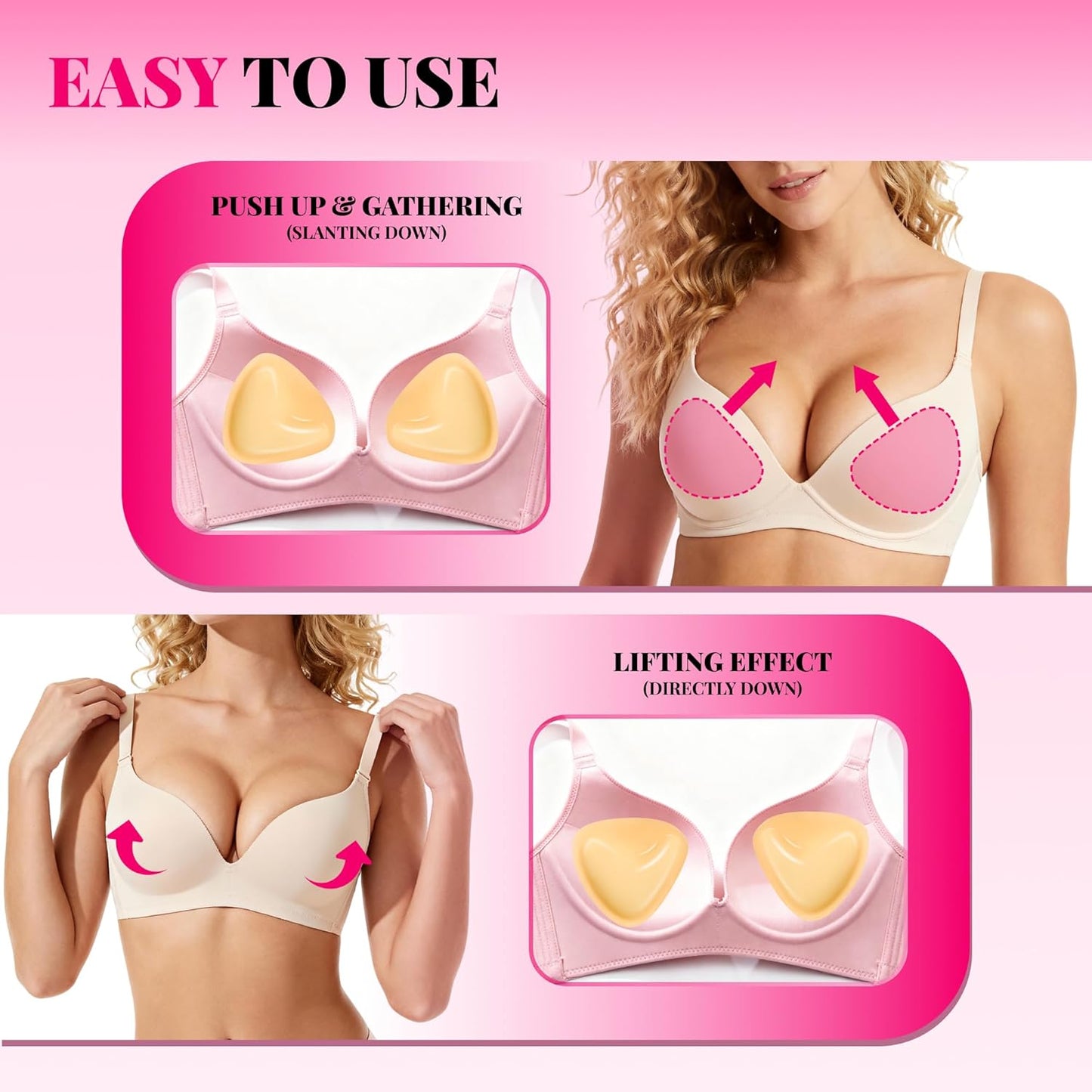 Double Sided Sticky Bra Ultra Boost Inserts Pads Reusable Push Up Lift Self Adhesive Bra Pads for Bikini V1258-DP02-C-1325