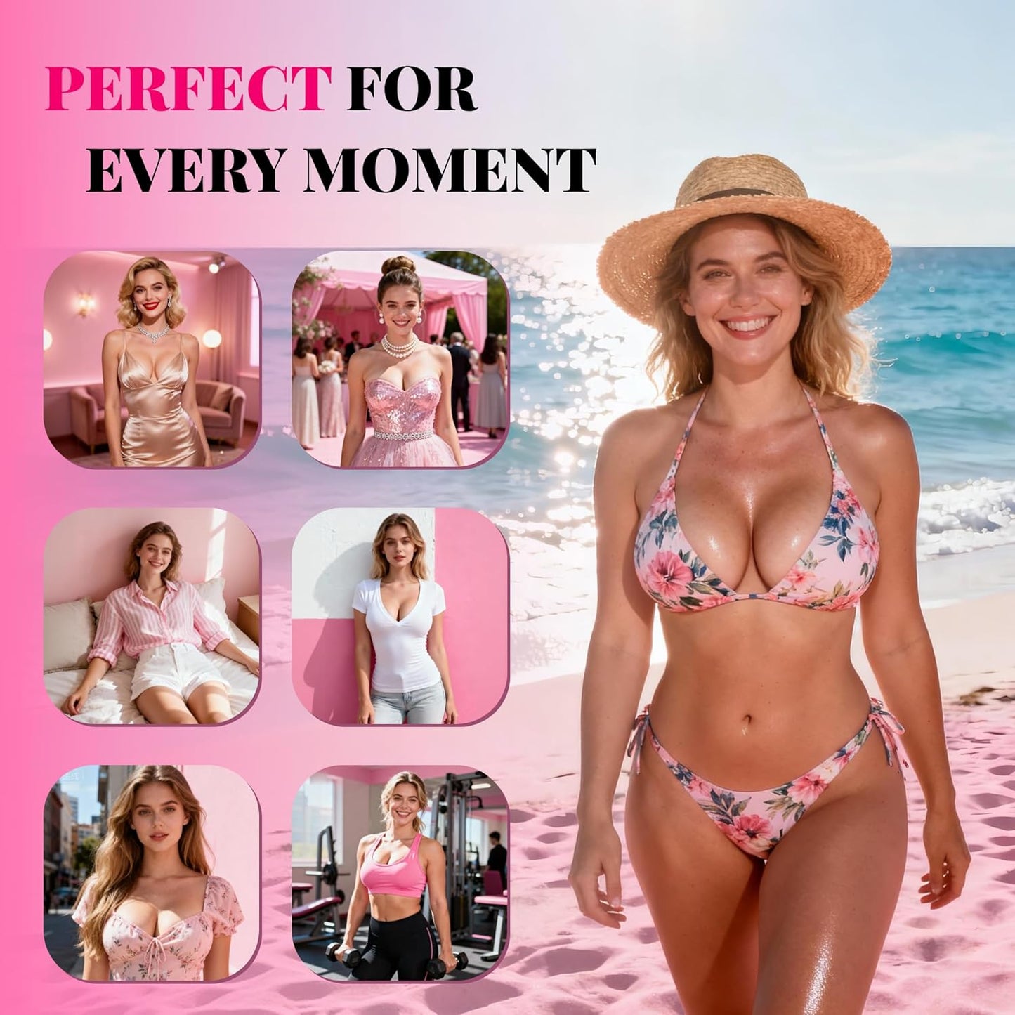 Double Sided Sticky Bra Ultra Boost Inserts Pads Reusable Push Up Lift Self Adhesive Bra Pads for Bikini V1258-DP02-C-1325