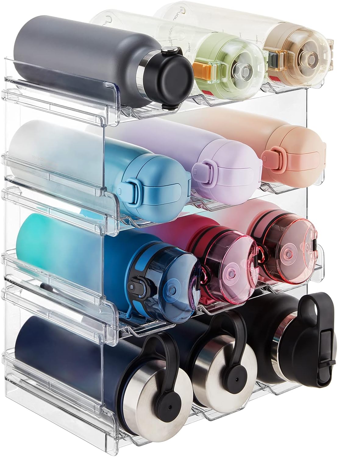 Stackable Water Bottle Organizer for Cabinet, Freezer, Pantry - Plastic Cup Holder, Wine Racks for Kitchen V1258-DP02-C-1329