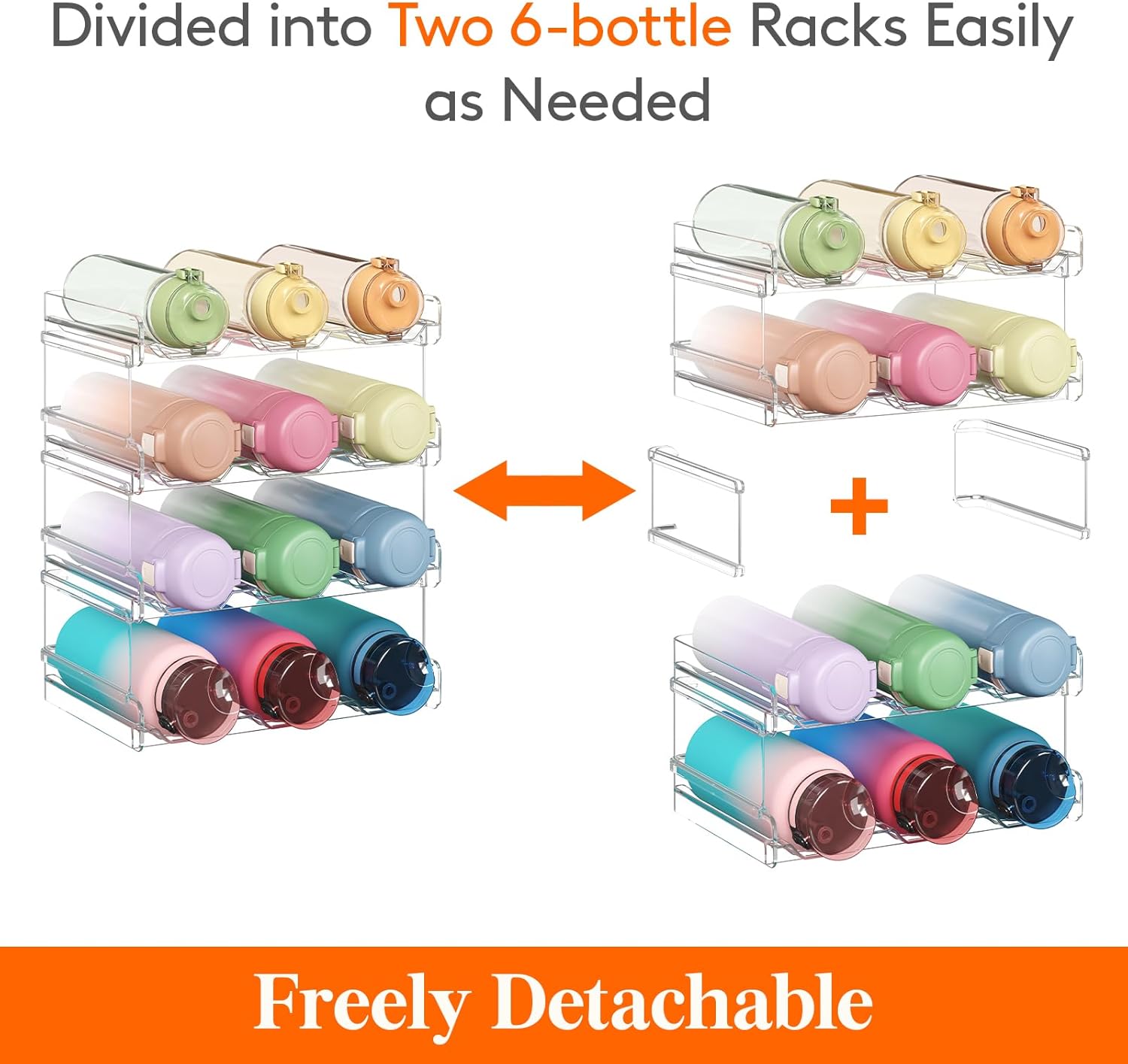 Stackable Water Bottle Organizer for Cabinet, Freezer, Pantry - Plastic Cup Holder, Wine Racks for Kitchen V1258-DP02-C-1329