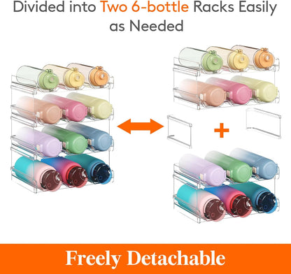 Stackable Water Bottle Organizer for Cabinet, Freezer, Pantry - Plastic Cup Holder, Wine Racks for Kitchen V1258-DP02-C-1329