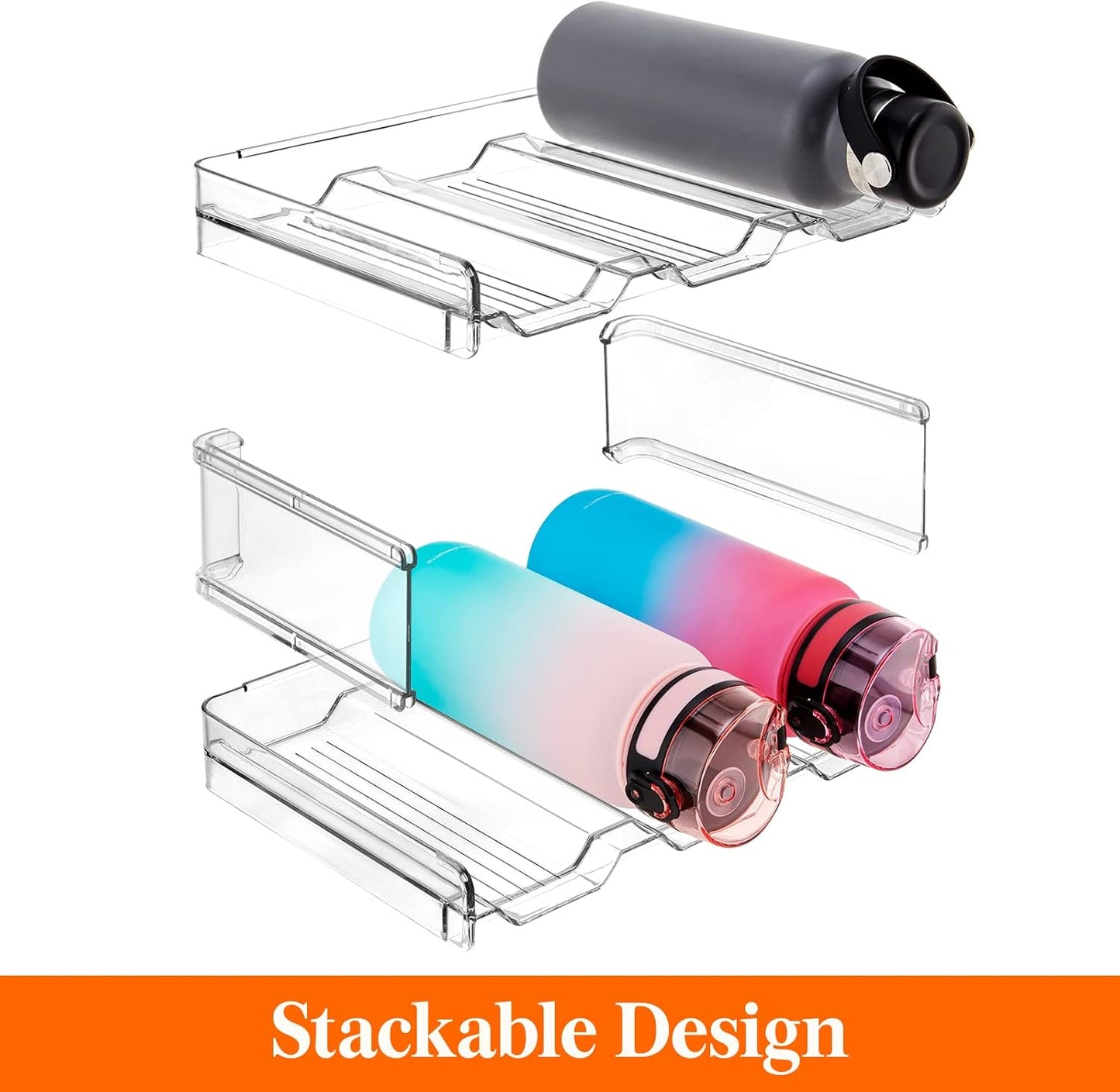 Stackable Water Bottle Organizer for Cabinet, Freezer, Pantry - Plastic Cup Holder, Wine Racks for Kitchen V1258-DP02-C-1329