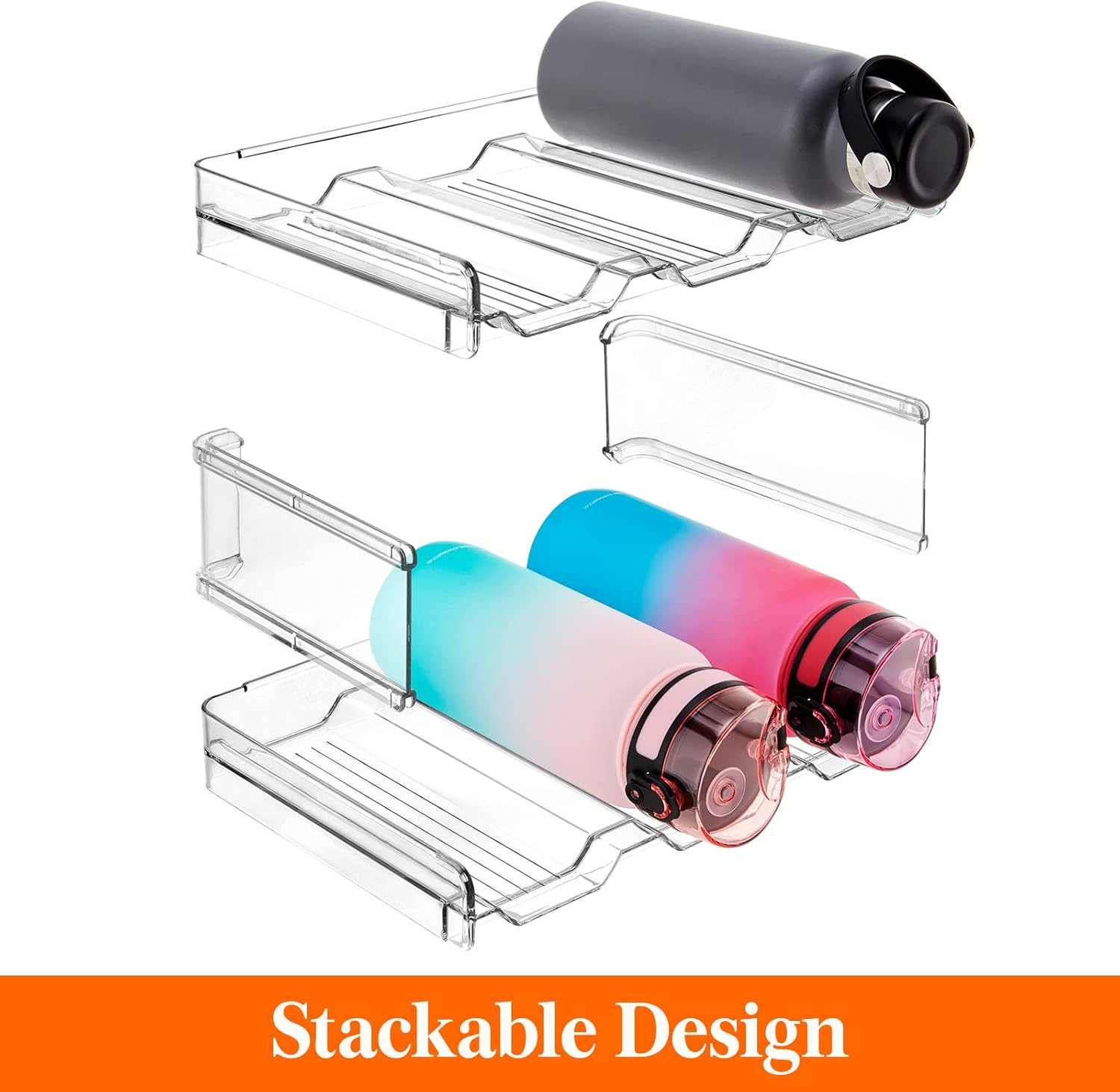 Stackable Water Bottle Organizer for Cabinet, Freezer, Pantry - Plastic Cup Holder, Wine Racks for Kitchen V1258-DP02-C-1329
