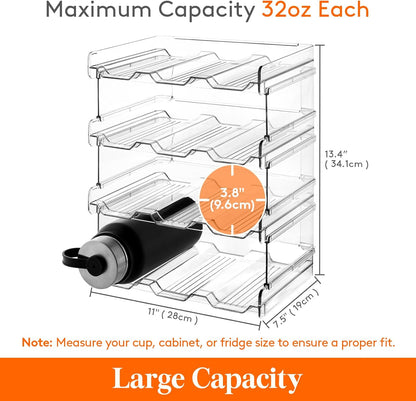 Stackable Water Bottle Organizer for Cabinet, Freezer, Pantry - Plastic Cup Holder, Wine Racks for Kitchen V1258-DP02-C-1329