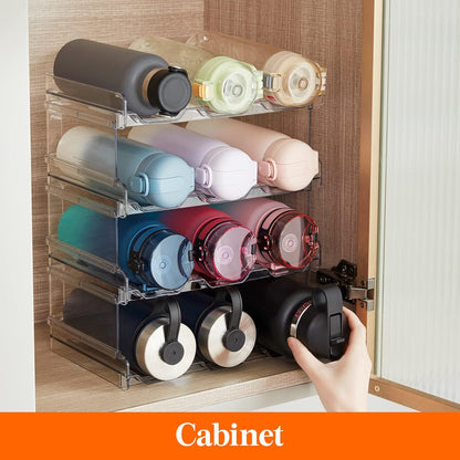 Stackable Water Bottle Organizer for Cabinet, Freezer, Pantry - Plastic Cup Holder, Wine Racks for Kitchen V1258-DP02-C-1329