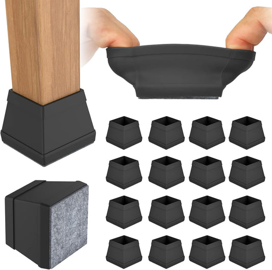 16 PCS Square Silicone Chair Leg Floor Protector, Chair Leg Cover, Furniture Leg Protector, Mobile Table and V1258-DP02-C-1331