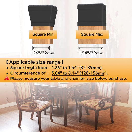 16 PCS Square Silicone Chair Leg Floor Protector, Chair Leg Cover, Furniture Leg Protector, Mobile Table and V1258-DP02-C-1331