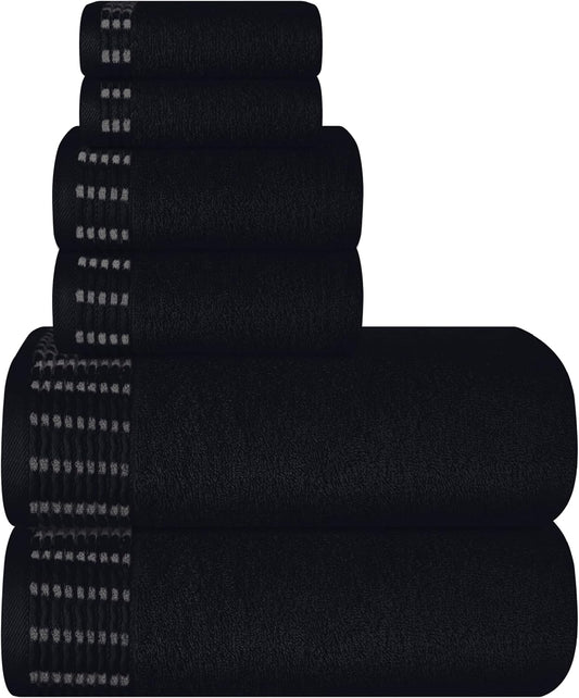 Ultra Soft 6 Pack Cotton Towel Set, Contains 2 Bath Towels 28x55 inch, 2 Hand Towels 16x24 inch & 2 Wash V1258-DP02-C-1339