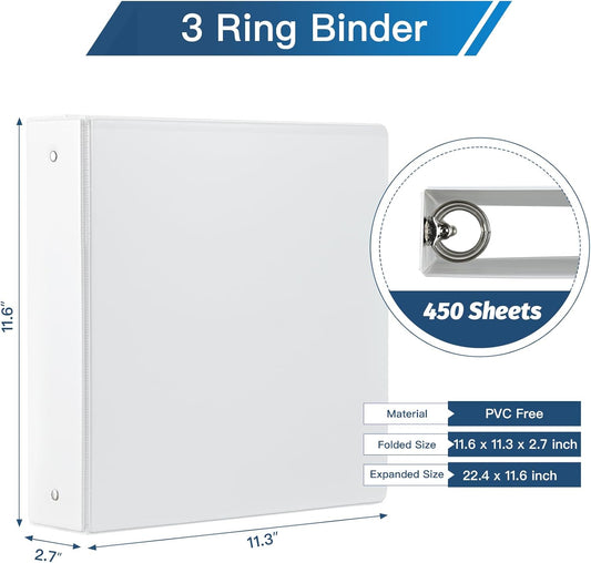 2-inch 3 Ring Binder with 2 Interior Pockets, Heavy Duty 2'' Binders Holds US Letter Size 8.5'' x 11'' Paper V1258-DP02-C-1342
