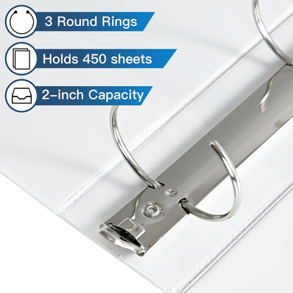 2-inch 3 Ring Binder with 2 Interior Pockets, Heavy Duty 2'' Binders Holds US Letter Size 8.5'' x 11'' Paper V1258-DP02-C-1342