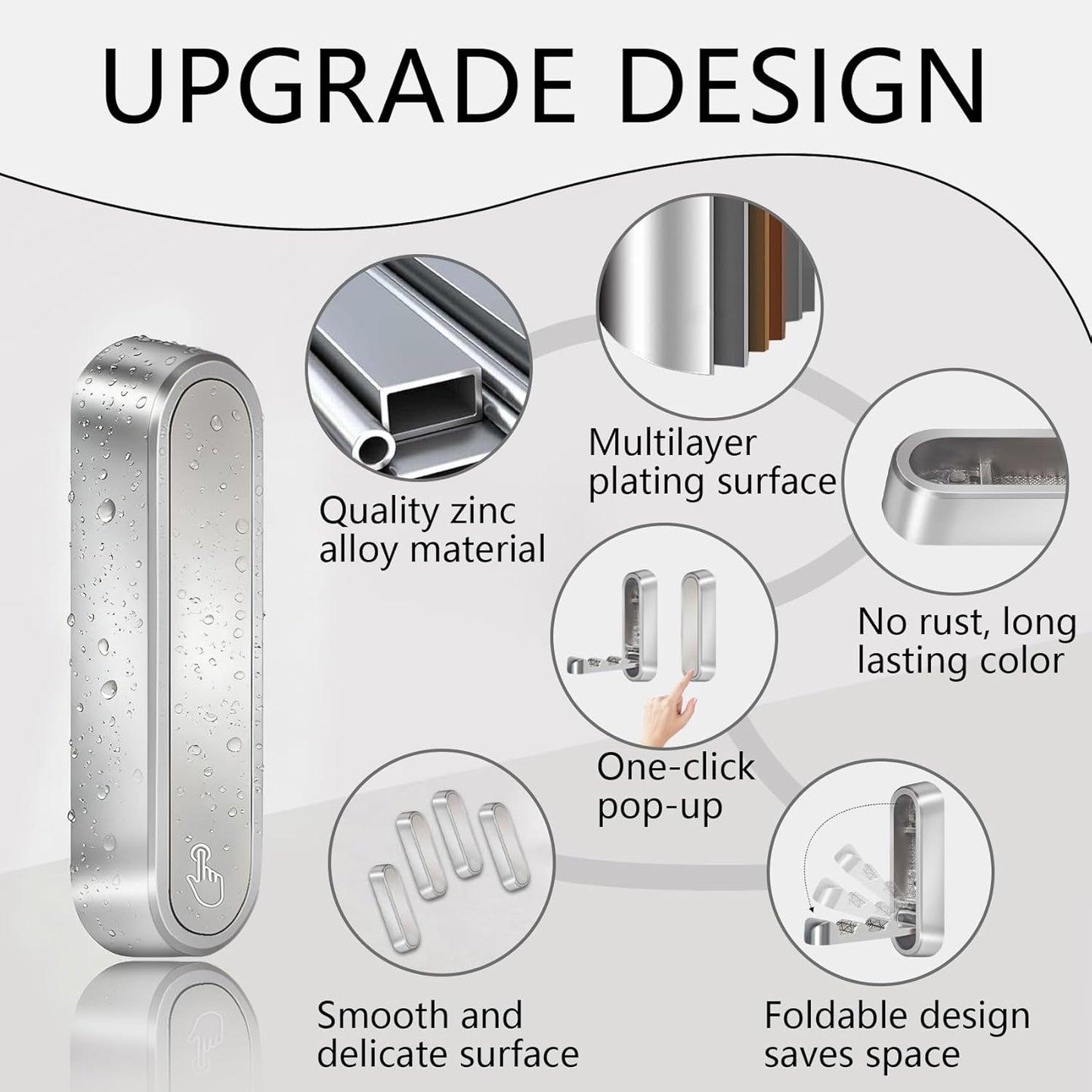 4PCS Foldable Wall Hooks, Heavy Duty Zinc Alloy Folding Wall Hooks, Folding Coat Hooks Wall Mount Bathroom V1258-DP02-C-1344