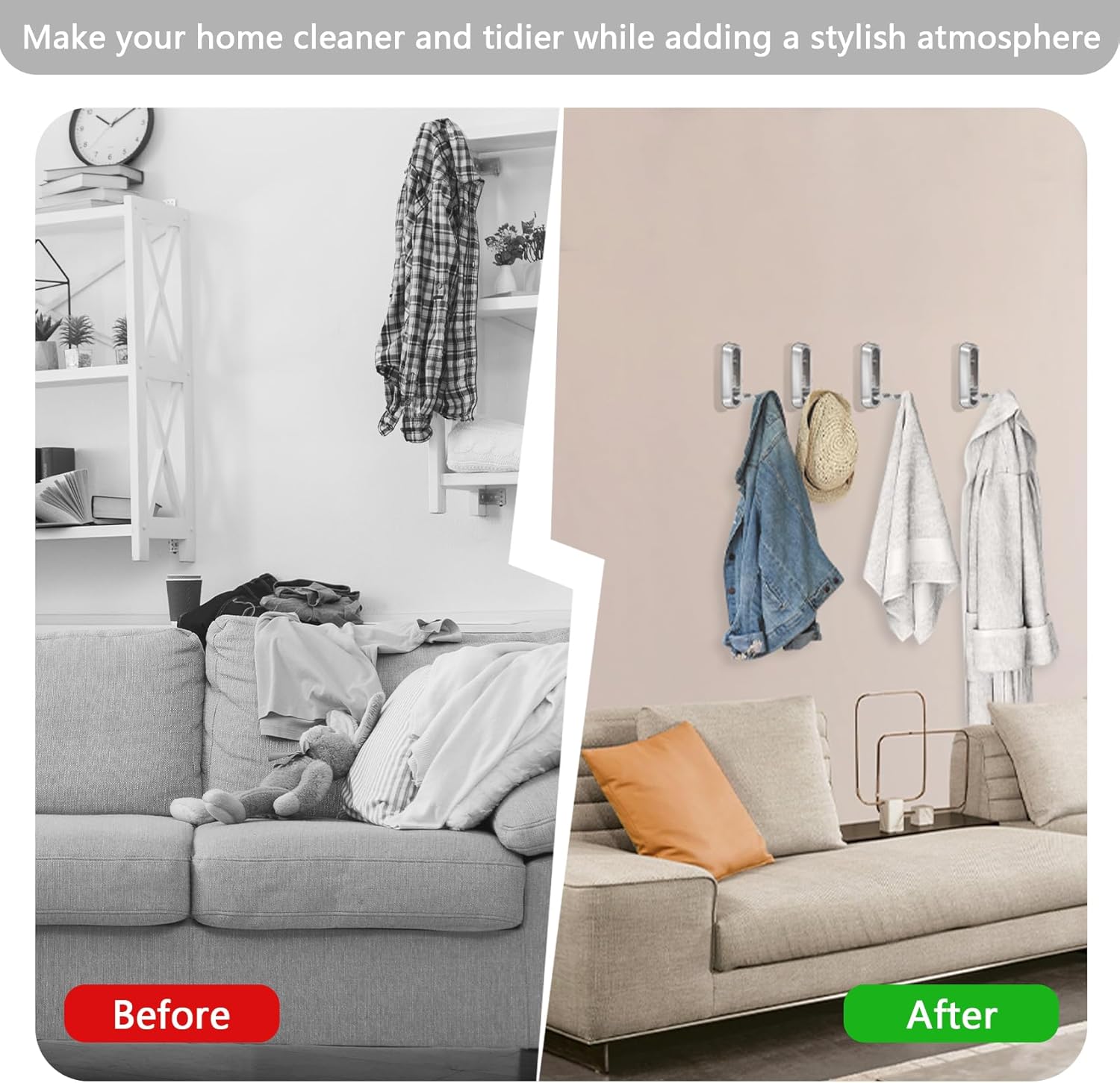4PCS Foldable Wall Hooks, Heavy Duty Zinc Alloy Folding Wall Hooks, Folding Coat Hooks Wall Mount Bathroom V1258-DP02-C-1344