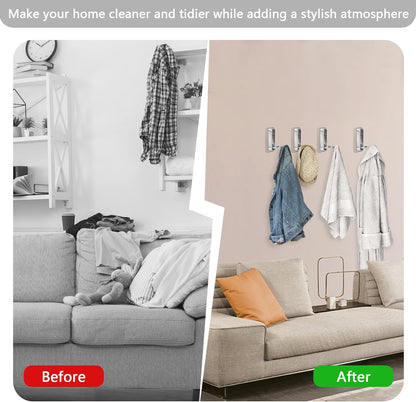 4PCS Foldable Wall Hooks, Heavy Duty Zinc Alloy Folding Wall Hooks, Folding Coat Hooks Wall Mount Bathroom V1258-DP02-C-1344