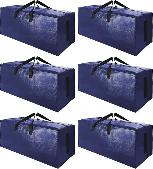 6 Pack Extra Large Moving Bags with Strong Zippers & Carrying Handles, Heavy Duty Storage Tote for Space V1258-DP02-C-1349