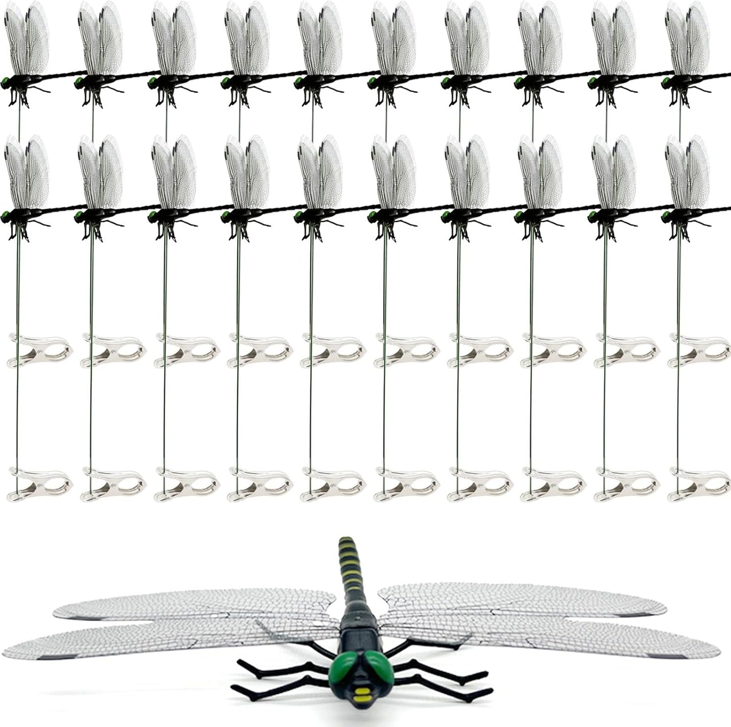 20 Pcs Dragon Fly Clips for Bugs Repellent, 3D Artificial Dragonfly Hat Clip, Dragonfly Garden Decor (20, V1258-DP02-C-1360