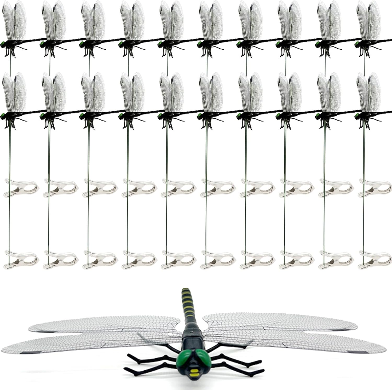 20 Pcs Dragon Fly Clips for Bugs Repellent, 3D Artificial Dragonfly Hat Clip, Dragonfly Garden Decor (20, V1258-DP02-C-1360