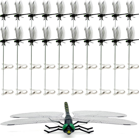 20 Pcs Dragon Fly Clips for Bugs Repellent, 3D Artificial Dragonfly Hat Clip, Dragonfly Garden Decor (20, V1258-DP02-C-1360