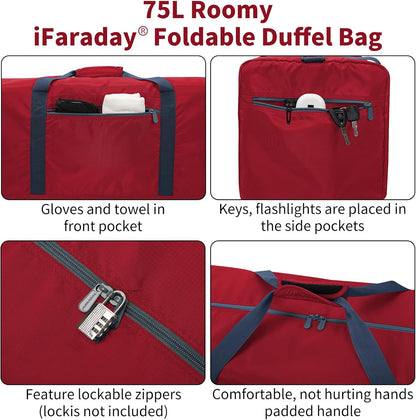 Foldable Duffle Bag 30 inch 75L Large Lightweight Luggage Bag for Travel Camping Storage-Red V1258-DP02-C-1366