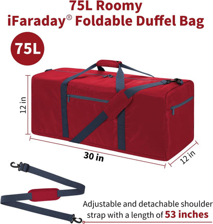 Foldable Duffle Bag 30 inch 75L Large Lightweight Luggage Bag for Travel Camping Storage-Red V1258-DP02-C-1366