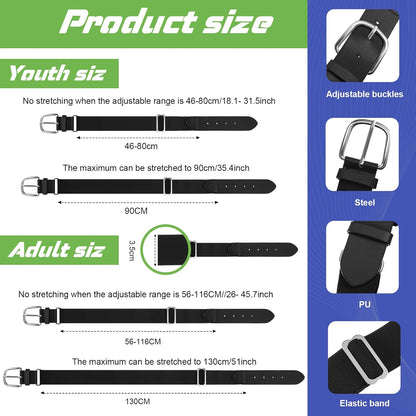 12 Pcs Baseball Belts Softball Belts Bulk for Adult and Youth Adjustable V1258-DP02-C-1371