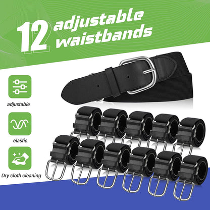 12 Pcs Baseball Belts Softball Belts Bulk for Adult and Youth Adjustable V1258-DP02-C-1371