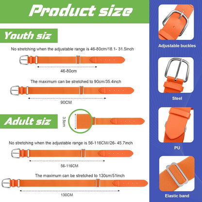 12 Pcs Baseball Belts Softball Belts Bulk for Adult and Youth Adjustable V1258-DP02-C-1373