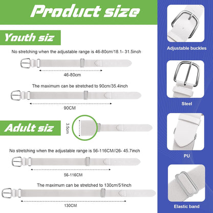 12 Pcs Baseball Belts Softball Belts Bulk for Adult and Youth Adjustable V1258-DP02-C-1374