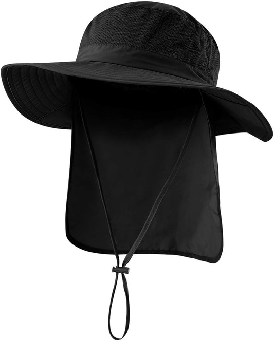 Outdoor UPF50+ Mesh Sun Hat Wide Brim Fishing Hat with Neck Flap Sun Hat for Men Women V1258-DP02-C-1376