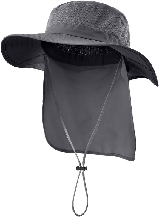 Outdoor UPF50+ Mesh Sun Hat Wide Brim Fishing Hat with Neck Flap Sun Hat for Men Women V1258-DP02-C-1377