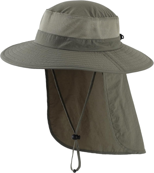 Outdoor UPF50+ Mesh Sun Hat Wide Brim Fishing Hat with Neck Flap Sun Hat for Men Women V1258-DP02-C-1378
