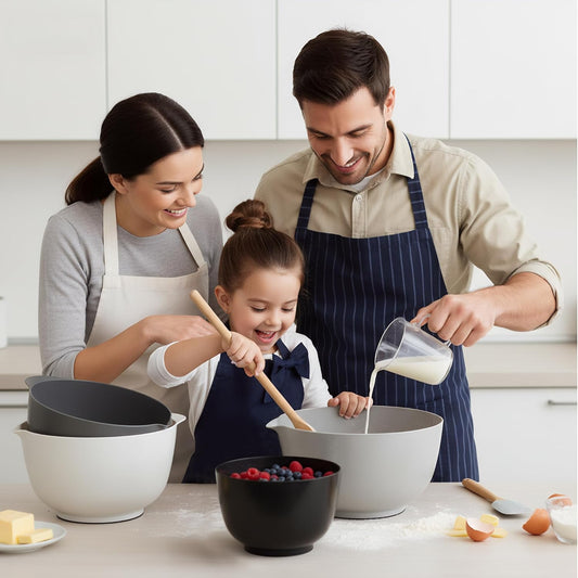 Classic Mixing Bowl Set, BPA Free Plastic, Microwave and Dishwasher Safe (Set of 4, Grey),3.5 quarts V1258-DP02-C-1379