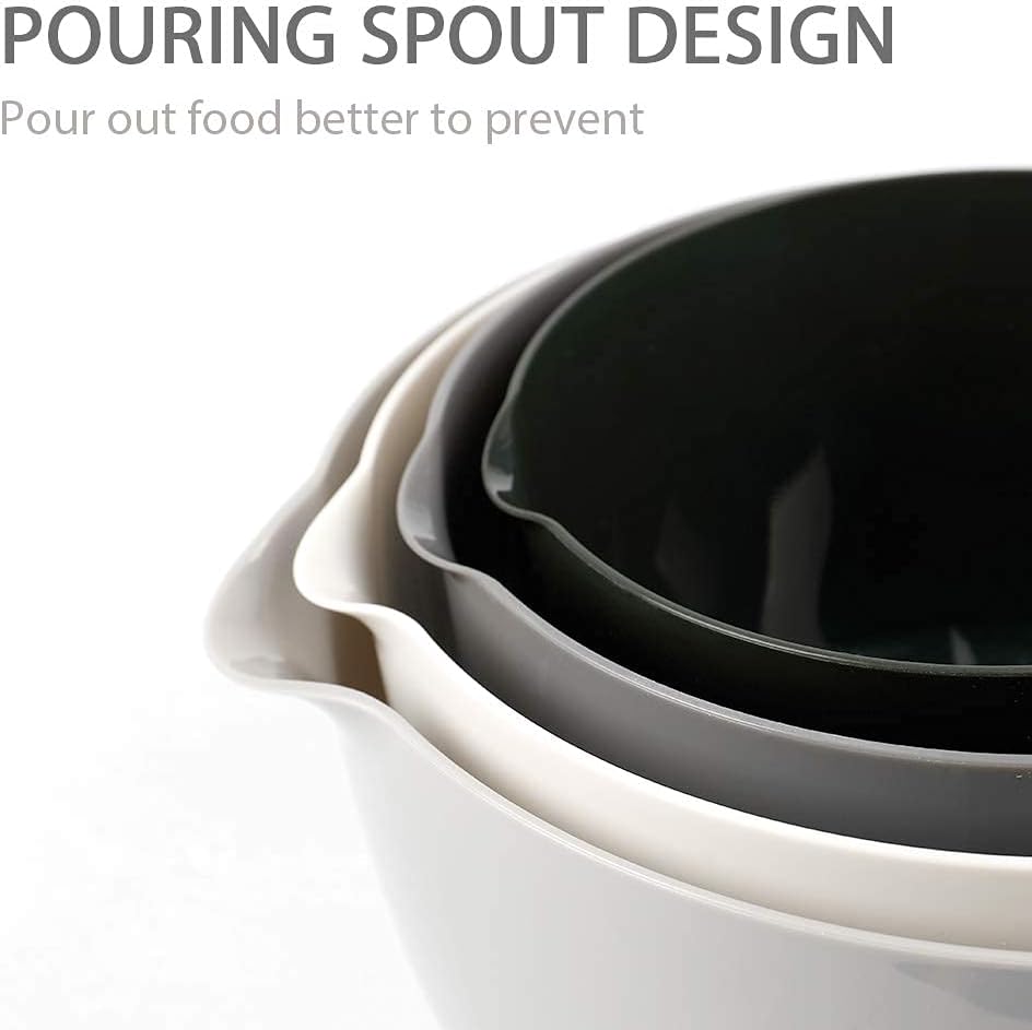 Classic Mixing Bowl Set, BPA Free Plastic, Microwave and Dishwasher Safe (Set of 4, Grey),3.5 quarts V1258-DP02-C-1379
