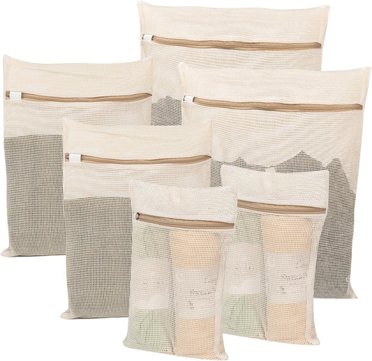 6-Piece Bag, Durable Cotton Mesh Laundry Bag, Sturdy Zipper, Breathable Mesh, Exquisite Laundry Bag for V1258-DP02-C-1380