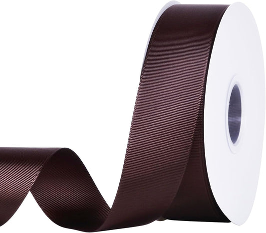 Brown Grosgrain Ribbon, 1 1/2 Inch 50 Yards, Great for Crafts Bows Flower Bouquet Wedding Home Decor Gift V1258-DP02-C-1385