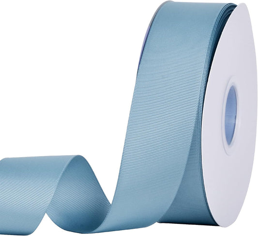 Dusty Blue Grosgrain Ribbon, 1 1/2 Inch 50 Yards, Great for Crafts Bows Flower Bouquet Wedding Home Decor V1258-DP02-C-1387