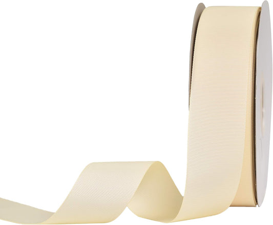 Ivory Grosgrain Ribbon, 1 1/2 Inch 50 Yards, Great for Crafts Bows Flower Bouquet Wedding Home Decor Gift V1258-DP02-C-1389