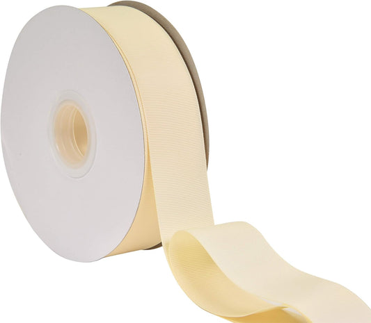 Ivory Grosgrain Ribbon, 1 1/2 Inch 50 Yards, Great for Crafts Bows Flower Bouquet Wedding Home Decor Gift V1258-DP02-C-1389