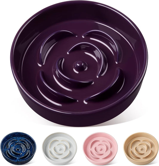 Slow Feeder Dog Bowl, 1.5 Cups Ceramic Slow Feeder for Medium Breed, Puzzle Maze Food Dog Bowl for Fast V1258-DP02-C-1400