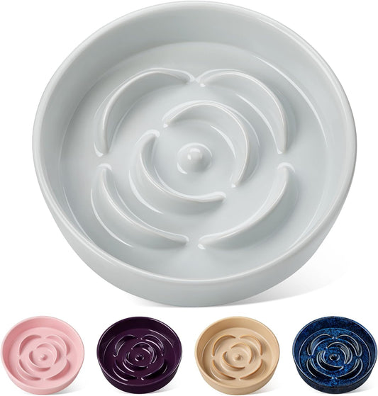 Slow Feeder Dog Bowl, 1.5 Cups Ceramic Dog Food Dish for Fast Eaters Small Breed, Puzzle Bowl for Small Dogs V1258-DP02-C-1401