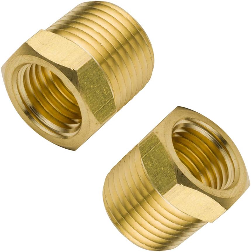 Brass Pipe Fitting Hex Bushing 3/4" NPT Male x 1/2" NPT Female Adapter 1200psi (2pcs) V1258-DP02-C-1402