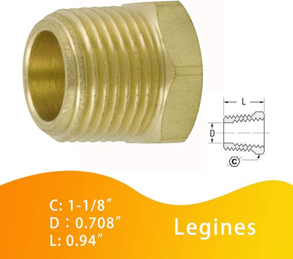 Brass Pipe Fitting Hex Bushing 3/4" NPT Male x 1/2" NPT Female Adapter 1200psi (2pcs) V1258-DP02-C-1402