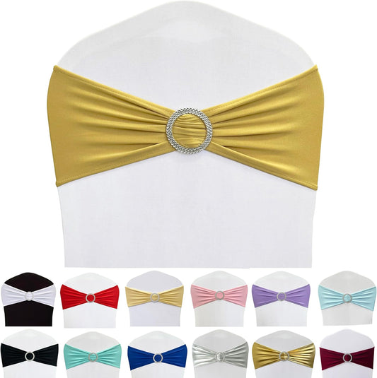 Spandex Chair Sashes Bands 50PCS Stretch Chair Ties Bows with Buckle Slider for Wedding Party Banquet V1258-DP02-C-1406