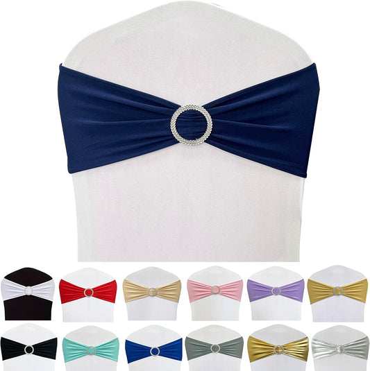 Spandex Chair Sashes Bands 50PCS Stretch Chair Ties Bows with Buckle Slider for Wedding Party Banquet V1258-DP02-C-1407