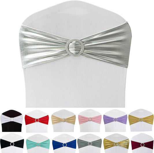 Spandex Chair Sashes Bands 50PCS Stretch Chair Ties Bows with Buckle Slider for Wedding Party Banquet V1258-DP02-C-1408