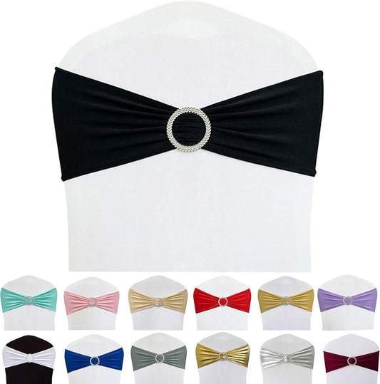 Spandex Chair Sashes Bands 50PCS Stretch Chair Ties Bows with Buckle Slider for Wedding Party Banquet V1258-DP02-C-1409